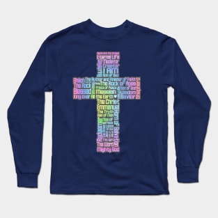 Pastel Jesus Names Cross Long Sleeve T-Shirt